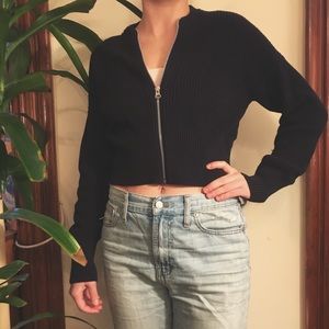 Everlane Cropped Bomber Sweater